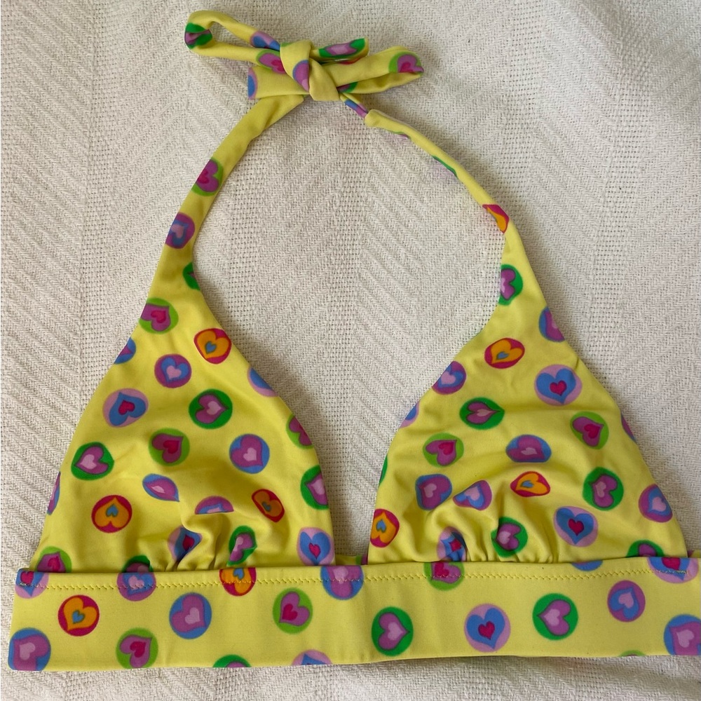 NWOT Heart Print Halter Bikini Top